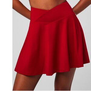 Fabletics Red Crossover Flounce Skirt Classic Mini